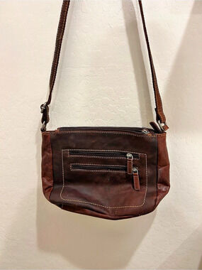Jack Georges Brown Leather-Look Crossbody Bag